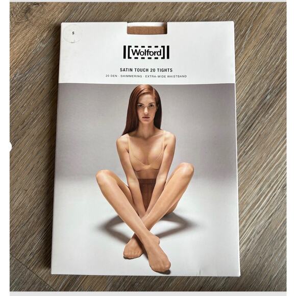 Wolford Satin Touch 20 Tights Shimmering Gobi Extra Wide Waistband NWT Small - Picture 1 of 3